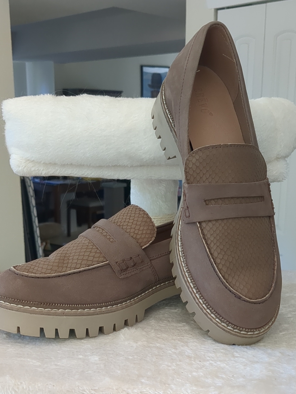 Crevo Taupe May Style Penny Loafers